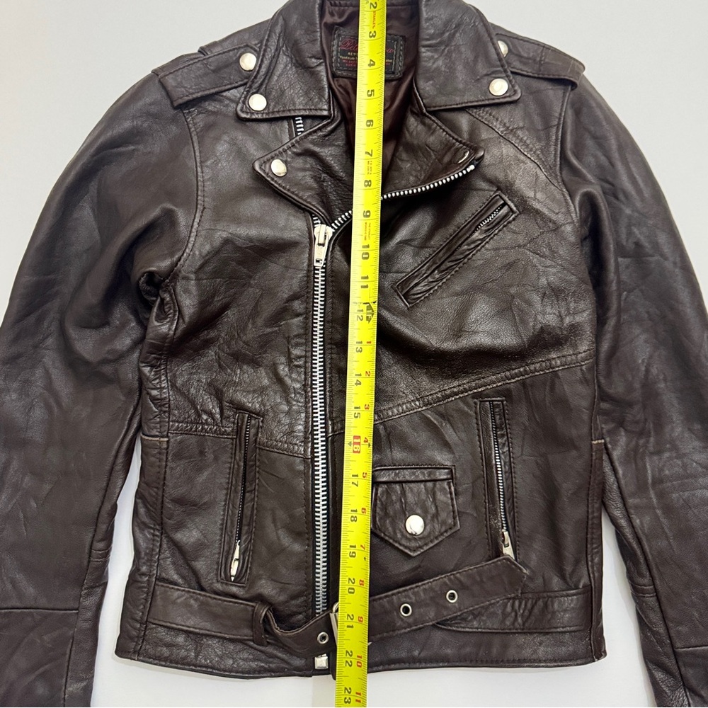 VTG Pele Che Coco Reworked Suede Moto Jacket XS Brown - Picture 4 of 8